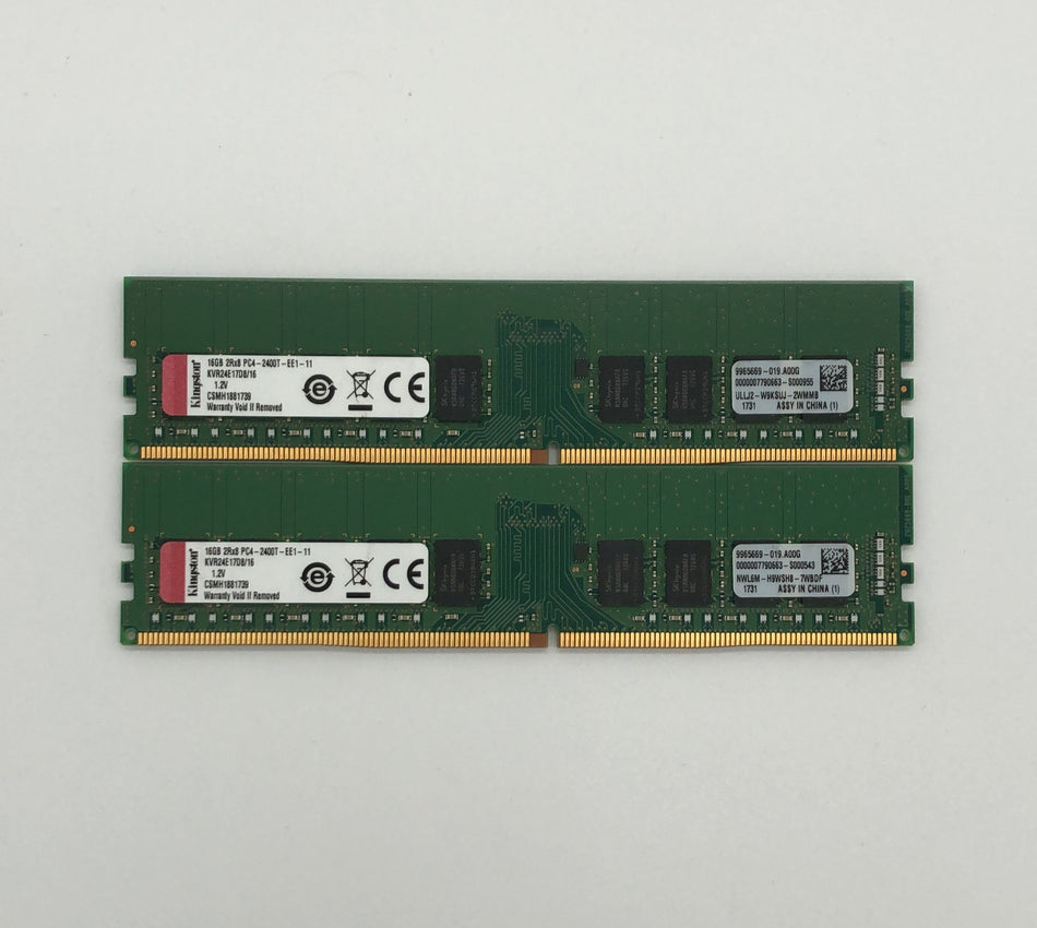 32 GB (2 x 16 GB) DDR4 ECC UDIMM RAM - Kingston KVR24E17D8/16 - PC4-2400T-E