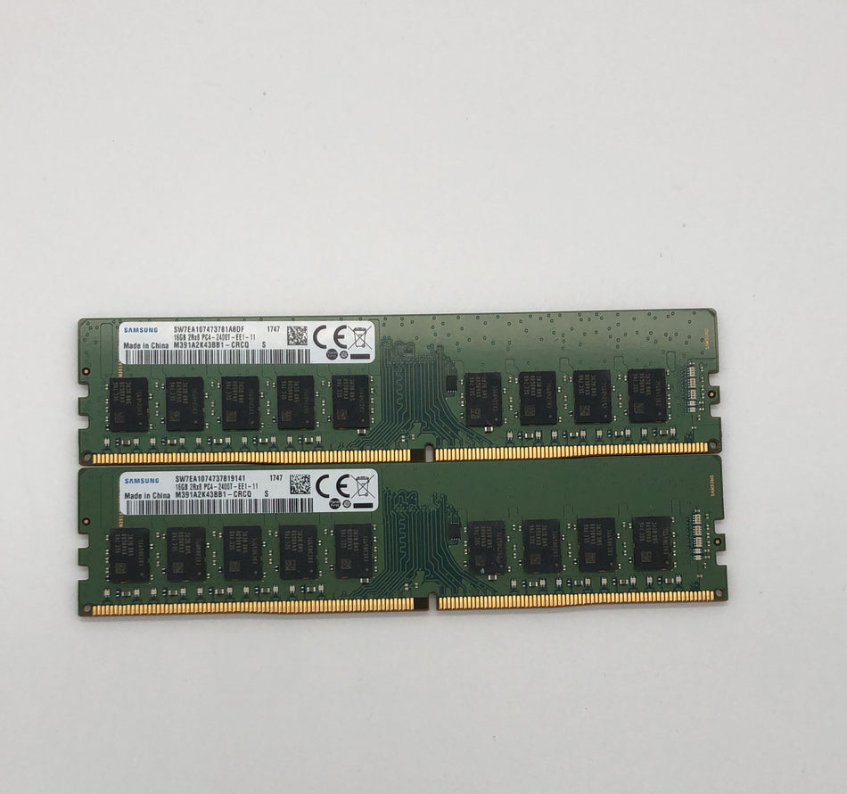 32 GB (2 x 16 GB) DDR4 ECC UDIMM RAM - Samsung M391A2K43BB1-CRCQ - PC4-2400T-E