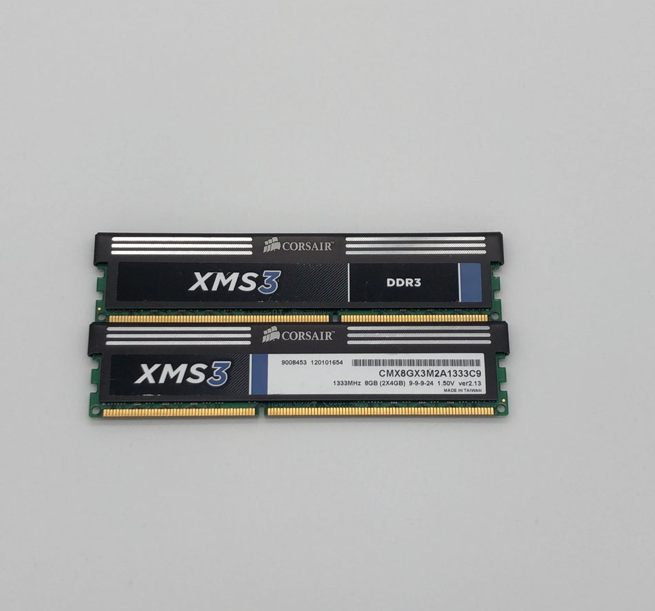 8 GB (2x4GB) DDR3 UDIMM RAM - Corsair CMX8GX3M2A1333C9 - DDR3 1333 MHz - PC3-10600U - Corsair XMS3