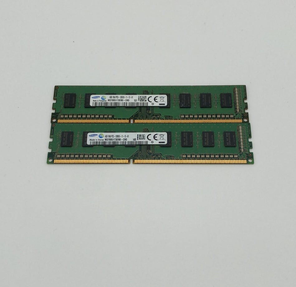 8GB (2x4GB) DDR3 UDIMM RAM - Samsung M378B5173DB0-CK0 - DDR3 1600 MHz - PC3-12800U