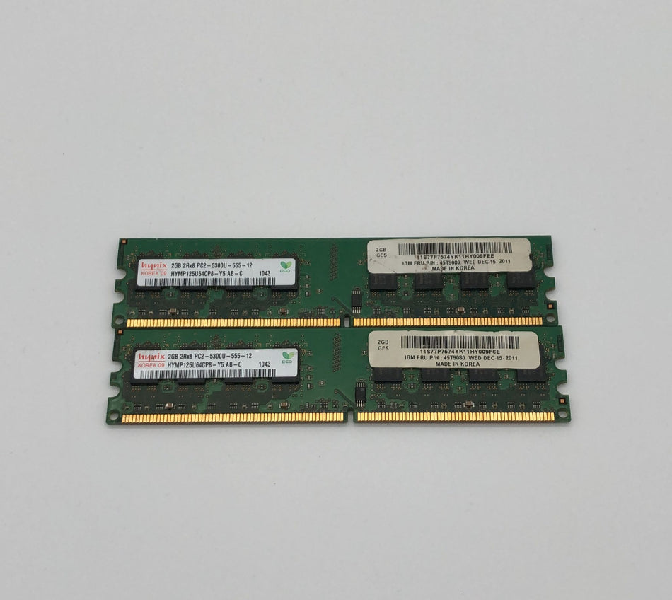 4 GB (2x2GB) DDR2 UDIMM RAM - Hynix HYMP125U64CP8-Y5 - DDR2 667 MHz - PC2-5300U