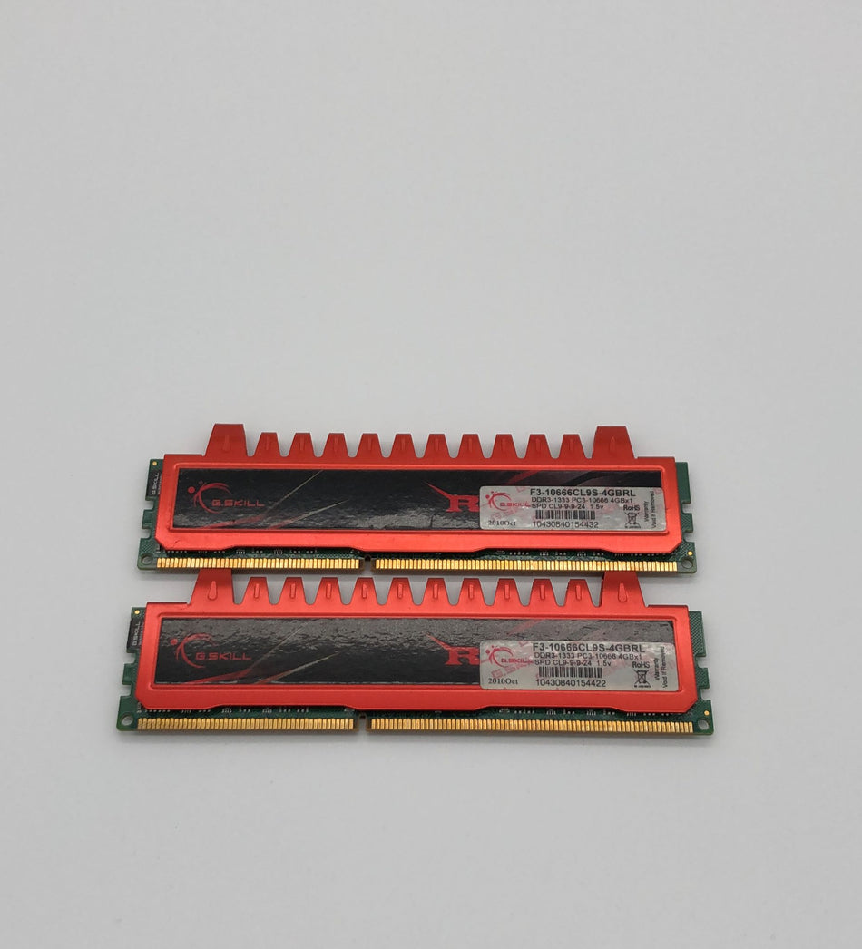 8 GB (2x4GB) DDR3 UDIMM RAM - G.SKILL F3-10666CL9S-4GBRL - DDR3 1333 MHz - PC3-10600U - RIPJAWS