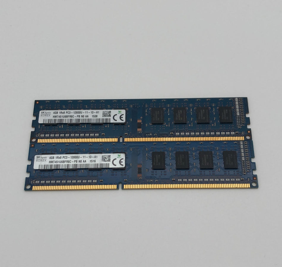 8GB (2x4GB) DDR3 UDIMM RAM - SK Hynix HMT451U6BFR8C-PB - DDR3 1600 MHz - PC3-12800U