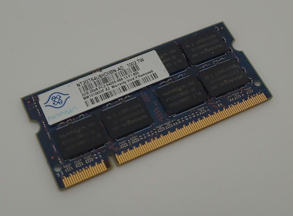 2GB DDR2 SO-DIMM RAM - Laptop RAM - Nanya NT2GT64U8HD0BN-AD - 2Rx8 - PC2-6400S