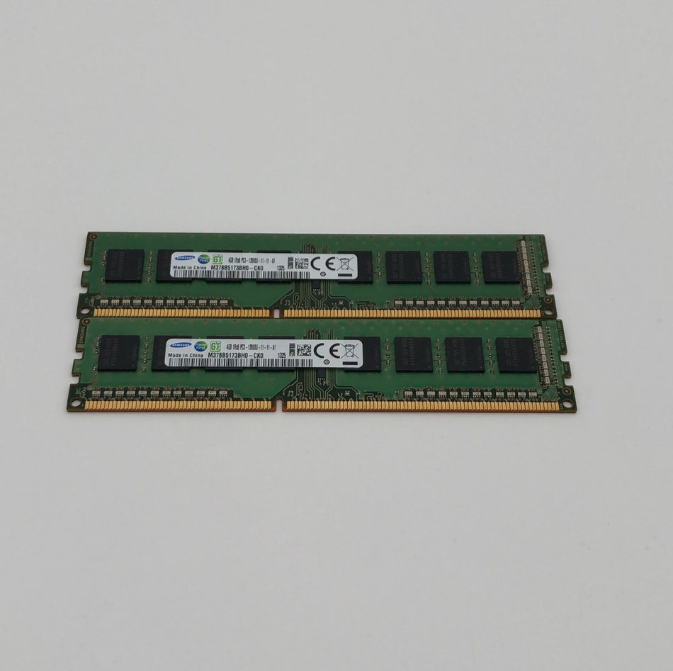 8GB (2x4GB) DDR3 UDIMM RAM - Samsung M378B5173BH0-CK0 - DDR3 1600 MHz - PC3-12800U