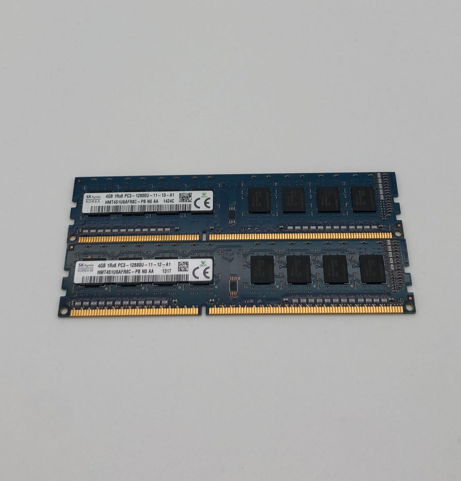 8GB (2x4GB) DDR3 UDIMM RAM - SK Hynix HMT451U6AFR8C-PB - DDR3 1600 MHz - PC3-12800U